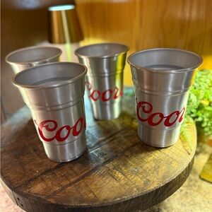 Coors Collectable Aluminum Beer Cups Set of 4-22 Ounce Drinking Cups.